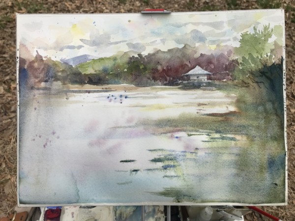 久々に山田池公園スケッチ🎨 : 水彩的生活KUROKAWAの透明水彩画