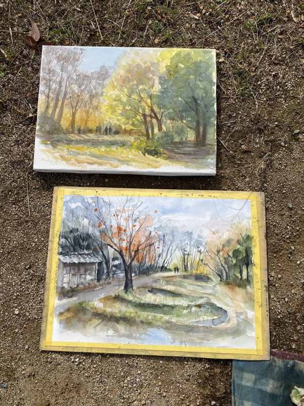 今年最後の鶴見緑地スケッチは「田んぼエリア」🎨～冬の畦道