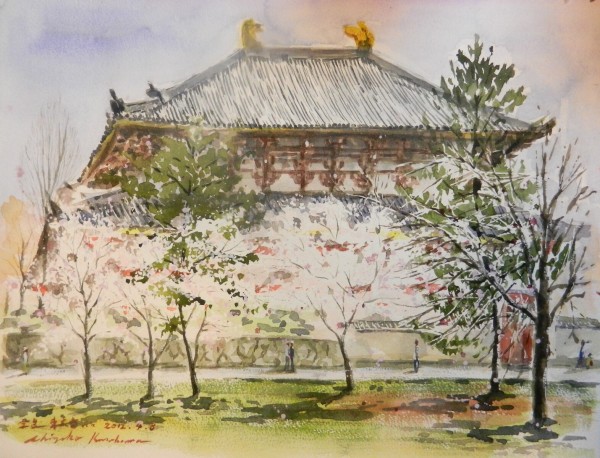 奈良公園お散歩スケッチ～憧れの二月堂裏参道で描く～ : 水彩的