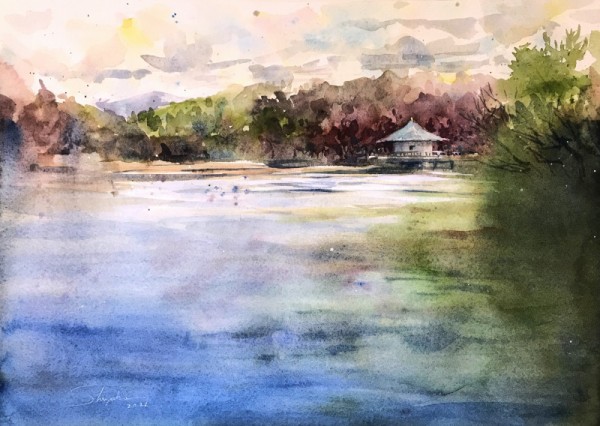 久々に山田池公園スケッチ🎨 : 水彩的生活KUROKAWAの透明水彩画