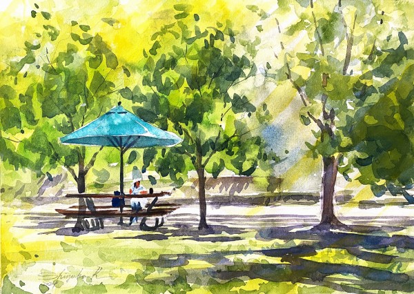 水彩画 出会い 風景画 スケッチ新緑原画癒し 水彩画 出会い 風景画 スケッチ新緑原画癒し