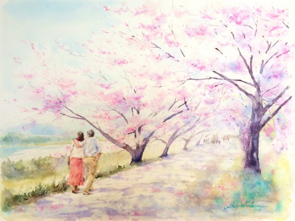 六義園の桜(水彩画) Eng sub] Watercolor Tree Painting easy tutorial #4 Cherry