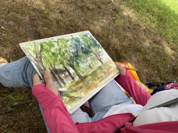 透明水彩スケッチ「真夏のランニング」＆久々の人物画展観賞（櫻田一郎
