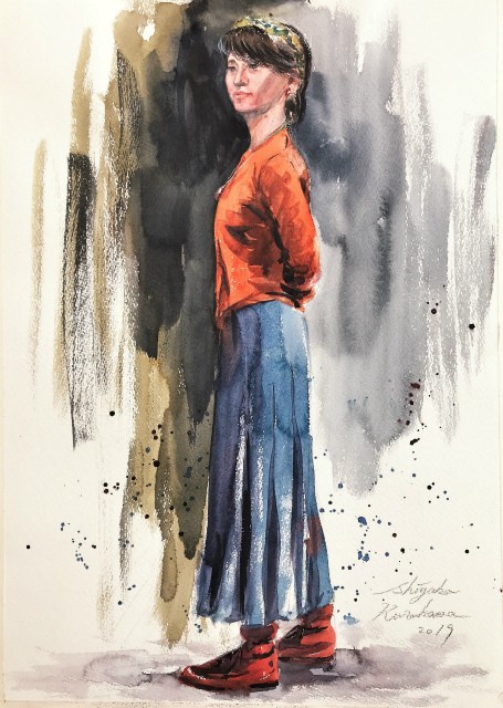 透明水彩スケッチ「真夏のランニング」＆久々の人物画展観賞（櫻田一郎