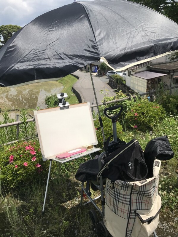 成安造形大学公開講座に参加「仰木の棚田」ワンデースケッチ🎨 : 水彩