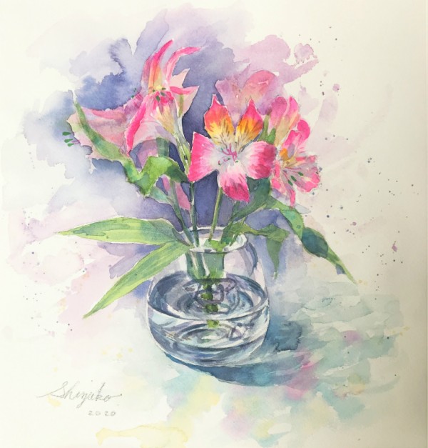 花の水彩デッサン 苦手な静物画 水彩的生活kurokawaの透明水彩画