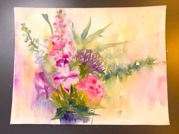 透明水彩画「春の花」＆紙が平らになる「後から水張り」 : 水彩的生活