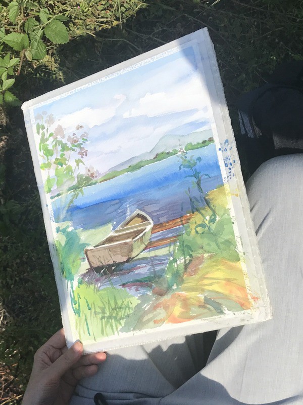 滋賀県大津市堅田】浮御堂が見える初夏の琵琶湖をスケッチしま