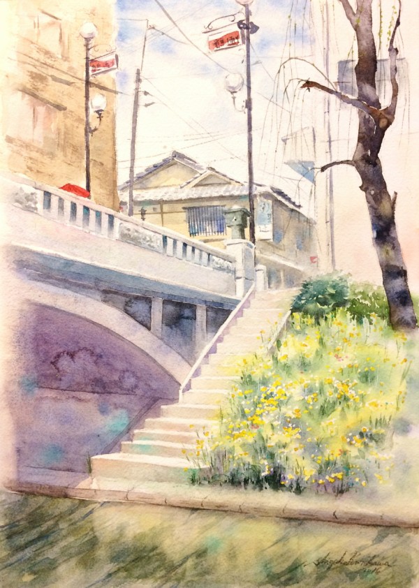 648*お花カフェ 水彩画 原画 透明水彩画 探しあて 648*お花カフェ 水彩画 原画 透明水彩画 探しあて