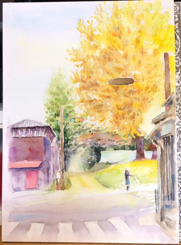 透明水彩画「帰り道 奈良北町」＆展覧会へ向けて走り出しています