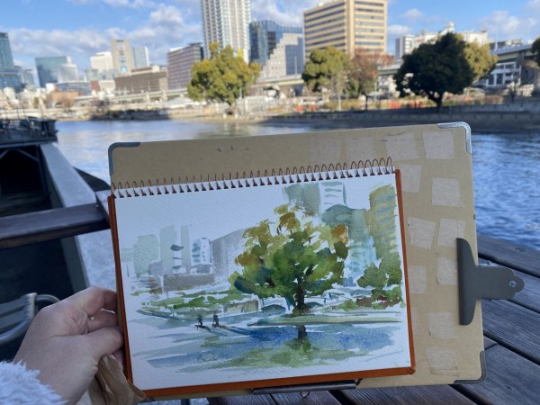 前島隆宇 直筆画 「植物園からの天景」 前島隆宇 直筆画 「植物園からの天景」