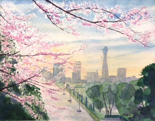 【原画】「お気に入りのあの場所で」 ペン 水彩画 個性華やぐ✨✨ 近鉄文化サロン阿倍野講座✨ : 水彩的生活KUROKAWAの
