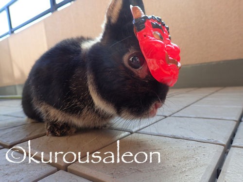 鬼かわいい鬼うさぎの角の作り方 節分仕様 黒いうさぎのれおんくん