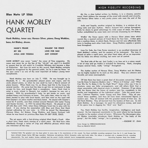 Hank Mobley Quartet : 雨の日だからジャズでも勉強しよう