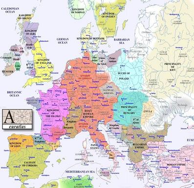 西暦１０００年のヨーロッパの地図 らばq
