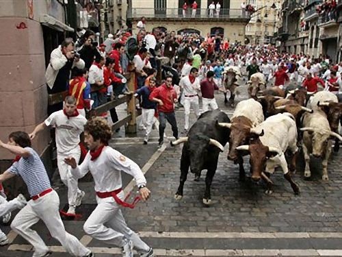 スペインの 牛追い祭り が 玉追い祭り になった 動物虐待との批判を受け 牛から大玉に変更 らばq