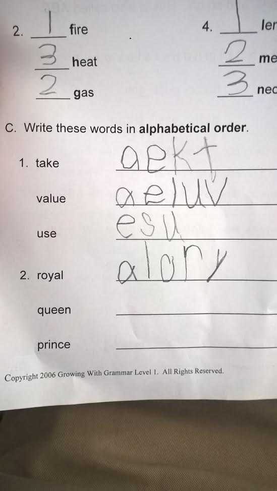 小学校のテスト アルファベット順に並べなさい とある解答が論議を呼ぶ らばq