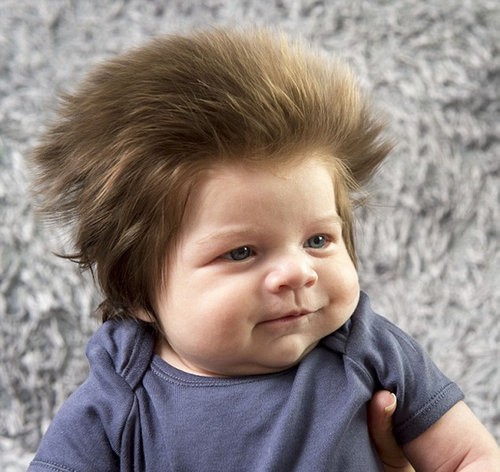 生後2か月にして剛毛の赤ちゃん 美容師の母親が対処に困るほどのヘアスタイルがこちら らばq