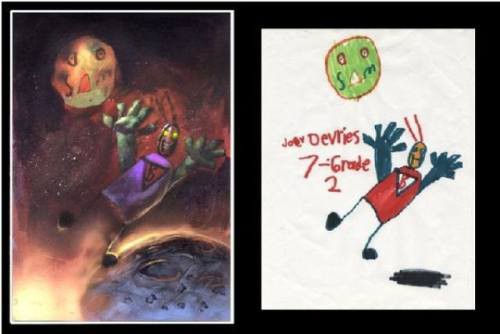 あまりの激変に興奮 子どもたちの描いた絵にハイクオリティな色を塗るとこうなる らばq