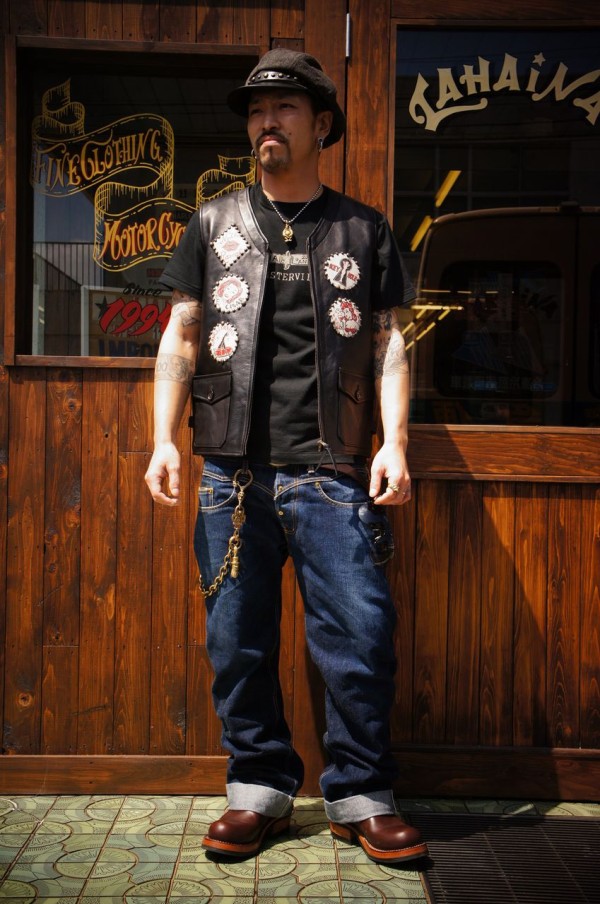 GANGSTERVILLE ブラックレザーベスト ギャングスタービル レザー ベスト ブラック M