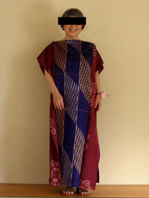 着物リメイクその８ 銘仙2柄で直線縫いのワンピース ゆる くお着物楽しみましょう