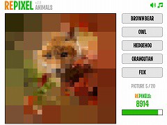 モザイク画像から動物当てゲーム Repixel Animals フラシュ 無料ゲーム