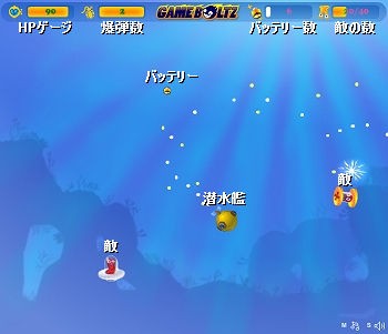 潜水艦対モンスターのシューティング Submarine Vs Aliens フラシュ 無料ゲーム