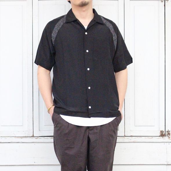 CAL O LINE キャルオーライン ボウリングシャツ 半袖シャツ ブラックL CAL O LINE 