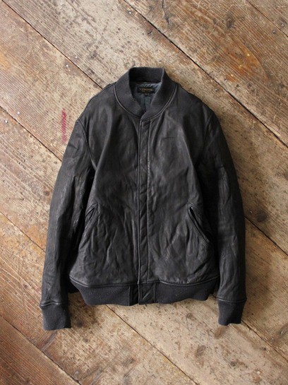 A VONTADE LEATHER SNAP BOMBER JACKET-