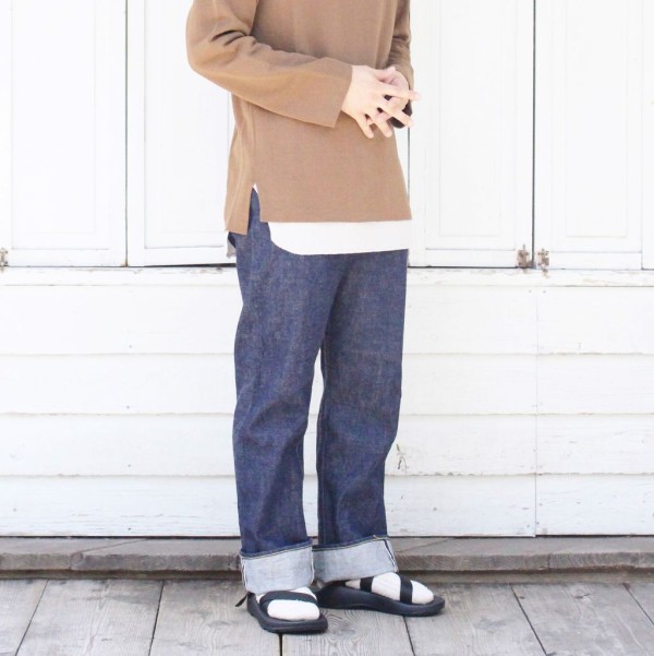 kaptain sunshine baggy cut straight denim pants