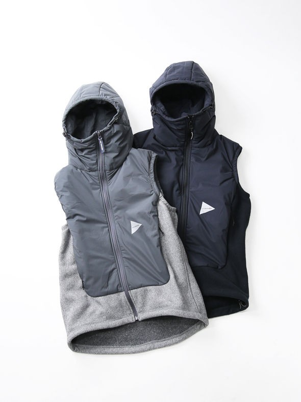 and wander 19AW Twill Fleece Vest-Navy/3