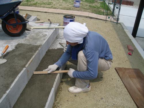 タイルデッキ パサモル仕上げその１ 可愛いお庭作り