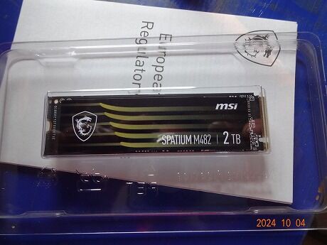MSI SPATIUM M482 PCIe 4.0 NVMe M.2 2TB XPS8930クリーンインストール 