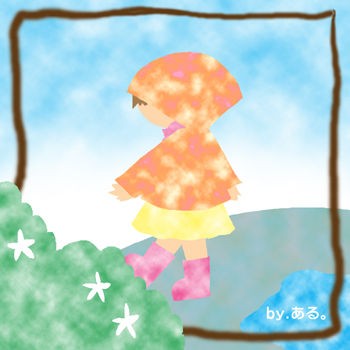 フードを被った幼い女の子 のイラスト 月虹女王
