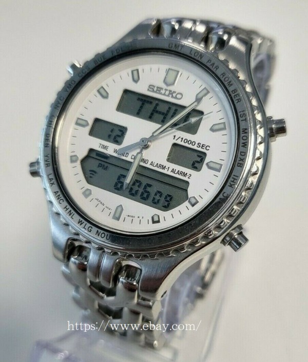 □ SEIKO デジアナ JAL World Timer H022-6020 案外格好いい 飛行機