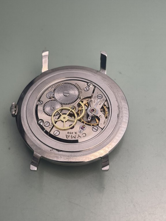 美品！CYMA CYMAFLEX Cal.R459 1950年代17石 手巻 シーマ CYMAFLEX 金張りケース 新品風防 Cal.R459 17石 手巻 OH