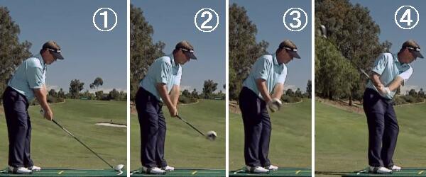 スタック チルトのバックスイング 手とクラブヘッドを平行に保つ スタックアンドチルト Stack Tilt で目指せ300ヤード パープレー