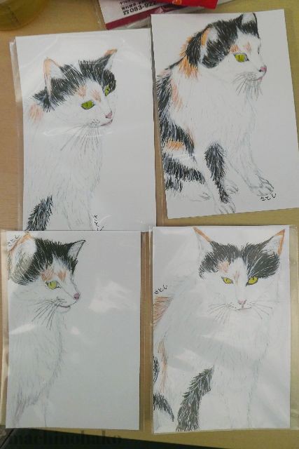 念願の三毛猫に出会い 絵手紙にしました 街知の箱 まちのはこ