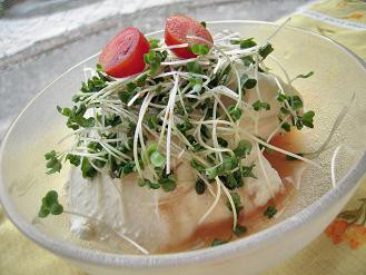 くみあげ豆腐の煮奴とブロッコリースプラウト マクロビオティック 簡単 料理 レシピ ゆん ｓ