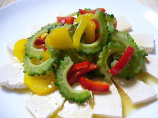 ゴーヤとパプリカのサラダ シークワーサードレッシング マクロビオティック 簡単 料理 レシピ ゆん ｓ