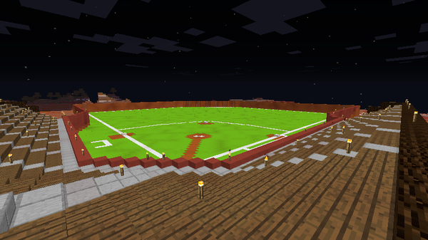 Minecraft ワイのいるマルチ鯖に建てられた野球場の画像貼ってく ゲーハーの窓
