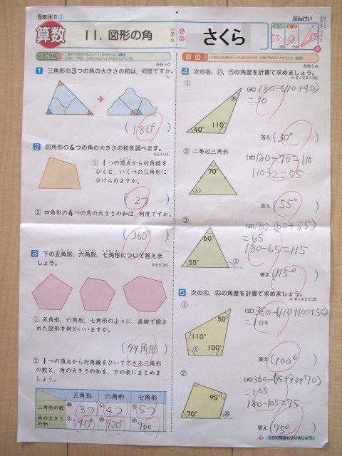 さくら 漢字テストなど 転勤家庭の育児生活記