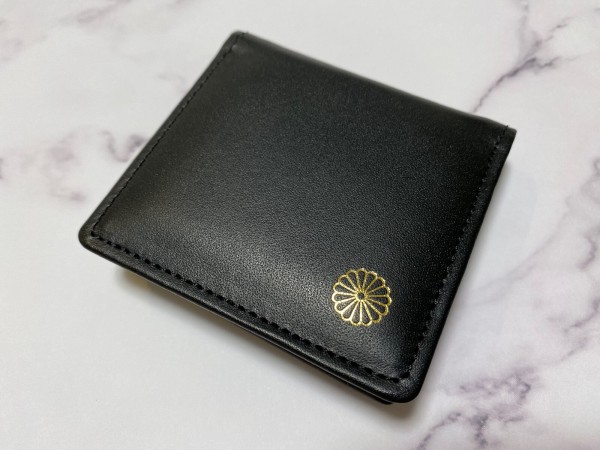新品 皇居限定 長財布 菊の御紋入り 黒 牛革 皇居売店の特製