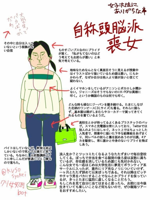 画像 自称頭脳派喪女 サブカル糞女 大学デビュー女 クソ女図鑑が凄い まんふら