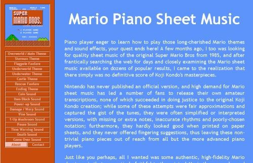 スーパーマリオの効果音やbgmのピアノ楽譜を集約したサイト Mario Piano Sheet Music Blog