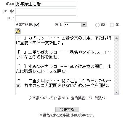 コメント入力欄の文字数カウンター 万年床生活者の備忘録