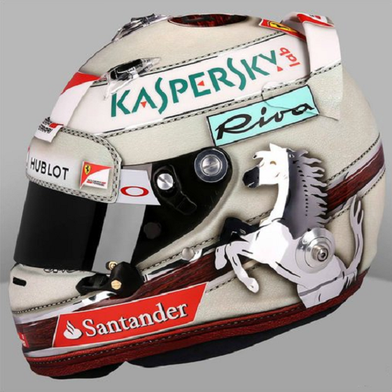 セバスチャン・ベッテル（フェラーリ） モナコ仕様F1ヘルメット写真 