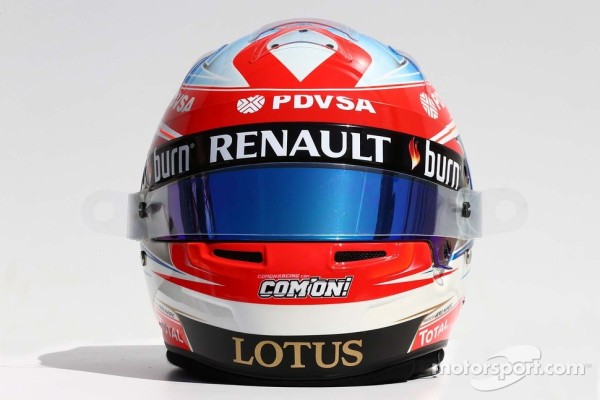 ロマン・グロージャン（ロータス）： F1ヘルメットとレーシングスーツ