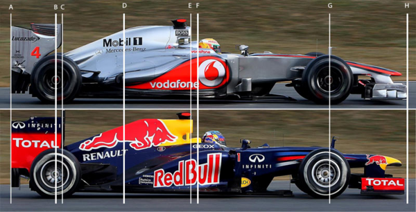 レッドブルRB8 マクラーレンMP4-27 側面比較写真 : F1通信