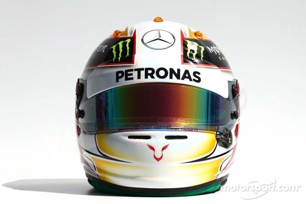 ルイス・ハミルトン（メルセデス）： F1ヘルメットとレーシングスーツ